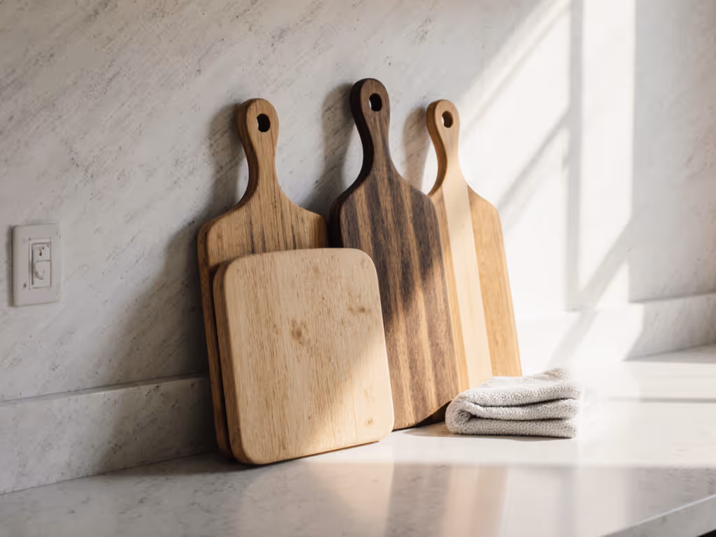 wood_cutting_board_drying_upright_on_counter