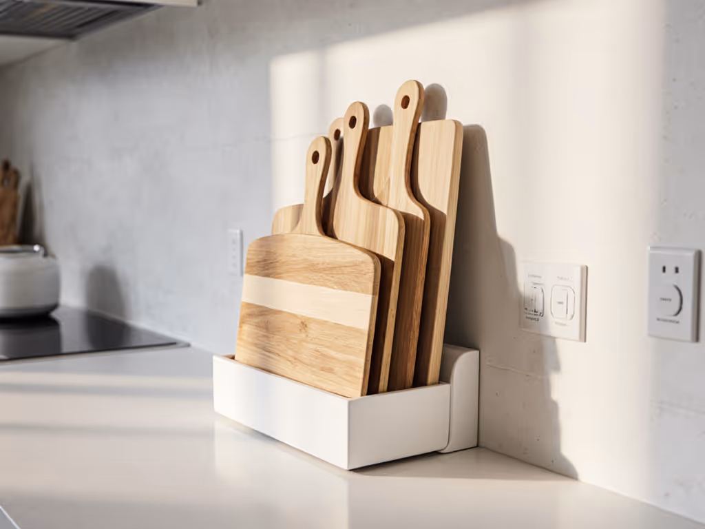 organizing_cutting_boards_vertically_in_small_kitchen_space